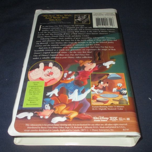 Walt Disney's Fun and Fancy Free (VHS, 1997) 50th Anniversary Clamshell Case - Picture 6 of 6